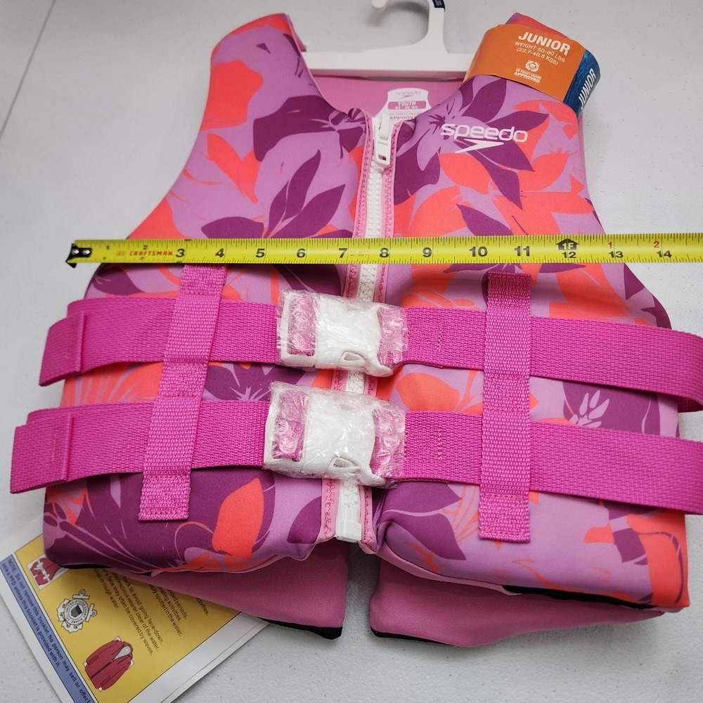 Brand New With Tags Speedo Life Vest Girls Junior 50-90 Ilbs. Adjustable Straps - Picture 6 of 8